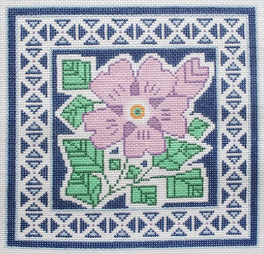 Lee's Needle Arts Rose of Sharon on Blue Needlepoint Canvas