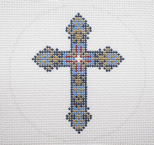 Lee's Needle Arts Blue Cross Round Needlepoint Canvas