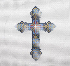 Lee's Needle Arts Blue Cross Round Needlepoint Canvas