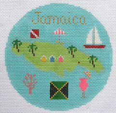 Silver Needle Travel Round Jamaica Ornament Needlepoint Canvas