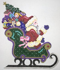 Painted Pony Designs Sleigh With Santa Needlepoint Canvas