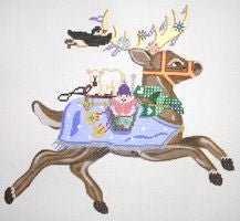 Painted Pony Designs Blitzen With Snowflakes Needlepoint Canvas