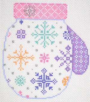 Painted Pony Designs Monthly Mittens: Snowflakes Needlepoint Canvas
