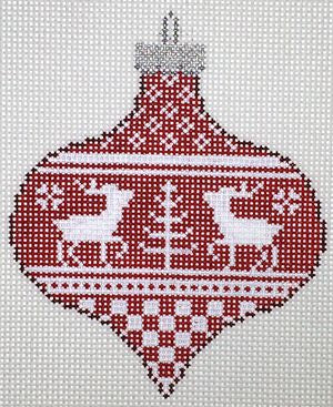 Painted Pony Designs Red Reindeer Sampler Ornament Needlepoint Canvas