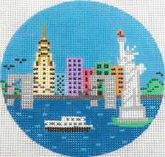 Painted Pony Designs New York (City Scene) Travel Round Needlepoint Canvas
