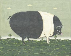 Cooper Oaks Design Black and White Pig WK Needlepoint Canvas