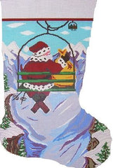 Cooper Oaks Design Skiing Santa Sock 13m Needlepoint Canvas