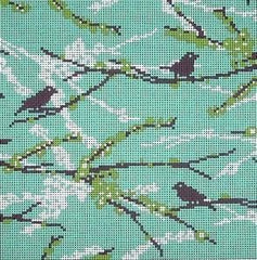 Cooper Oaks Design Sparrows-Lilac Needlepoint Canvas