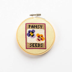 Cotton Clara Beginner Pansy Seeds Cross Stitch Kit