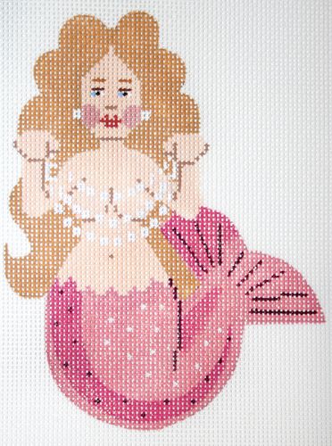 Labors of Love Pink Mini Mermaid Needlepoint Canvas