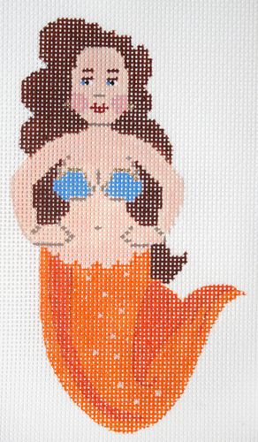 Labors of Love Orange and Blue Mini Mermaid Needlepoint Canvas