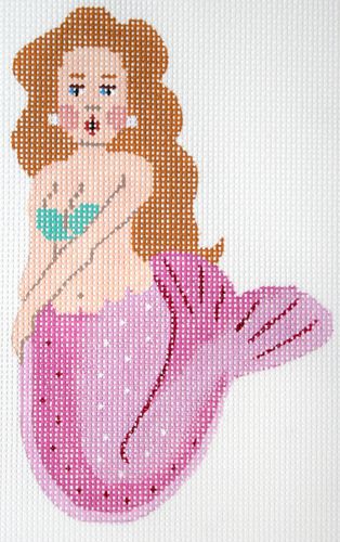 Labors of Love Pink and Turquoise Mini Mermaid Needlepoint Canvas