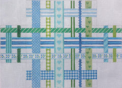 Kate Dickerson Needlepoint Collections Woven Ribbons Brick - Blues & Greens Needlepoint Canvas