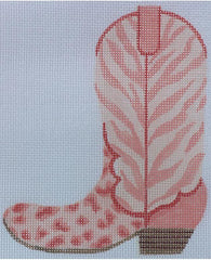 Kate Dickerson Needlepoint Collections Cowgirl Boot Coral Cheetah Needlepoint Canvas Left