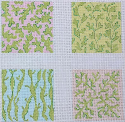 Kate Dickerson Needlepoint Collections Seaweed Coasters Set Needlepoint Canvas