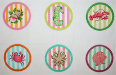 Kate Dickerson Needlepoint Collections Bright Sea Creatures Coasters Needlepoint Canvas