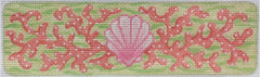 Kate Dickerson Needlepoint Collections Cuff - Scallop & Coral on Limes Needlepoint Canvas