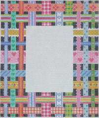 Kate Dickerson Needlepoint Collections Woven Ribbons Multi On Black Needlepoint Canvas