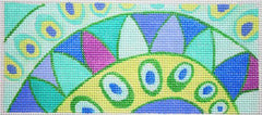 Kate Dickerson Needlepoint Collections Insert - Waves and Dots - Blues Greens & Purples Needlepoint Canvas - 6 x 2.5