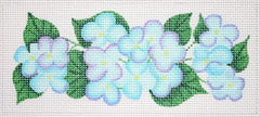 Kate Dickerson Needlepoint Collections Hydrangeas Insert - Blues, Purples & Greens Needlepoint Canvas - 6 x 2.5