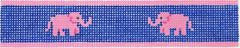Kate Dickerson Needlepoint Collections Key Fob Pink Elephants on Navy Needlepoint Canvas