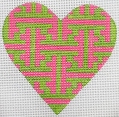 Kate Dickerson Needlepoint Collections Chinoiserie Lattice Heart Needlepoint Canvas