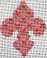 Kate Dickerson Needlepoint Collections Provencal Pink Hearts Fleur-de-Lys Needlepoint Canvas