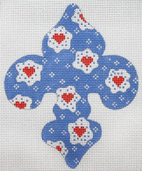 Kate Dickerson Needlepoint Collections Provencal Heart Flowers Fleur-de-Lys Needlepoint Canvas