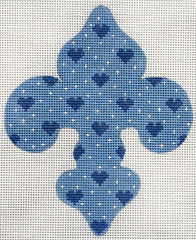Kate Dickerson Needlepoint Collections Provencal Hearts Fleur-de-Lys Needlepoint Canvas