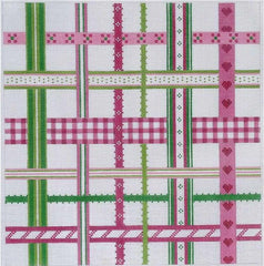 Kate Dickerson Needlepoint Collections Woven Ribbons - Pinks & Greens Needlepoint Canvas