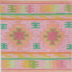 Kate Dickerson Needlepoint Collections Dhurrie Square Pinks & Greens Needlepoint Canvas