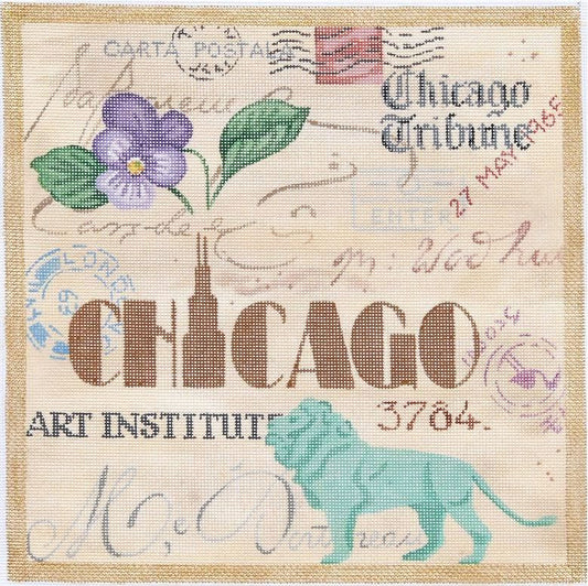 Kate Dickerson Needlepoint Collections Chicago Collage Needlepoint Canvas