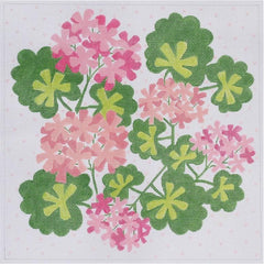 Kate Dickerson Needlepoint Collections Geraniums Square with Dots Needlepoint Canvas