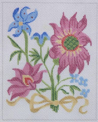 Kate Dickerson Needlepoint Collections Jacobean Flowers Insert Needlepoint Canvas - 4 x 5