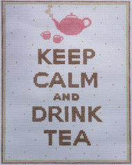 Kate Dickerson Needlepoint Collections "Keep Calm... Drink Tea" Needlepoint Canvas