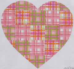 Kate Dickerson Needlepoint Collections Madras Patchwork Heart Straps Needlepoint Canvas