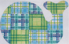 Kate Dickerson Needlepoint Collections Med. Whale Madras Patchwork Needlepoint Canvas