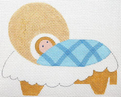 Kate Dickerson Needlepoint Collections Baby Jesus withTurquoise Quilt Needlepoint Canvas