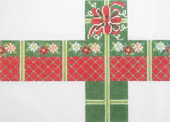Susan Roberts Needlepoint Poinsettia Diamonds Cube Gift Box Needlepoint Canvas