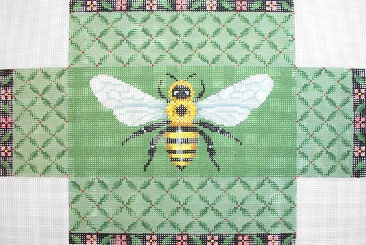 Susan Roberts Needlepoint Leaf Trellis Bee, brick cover Needlepoint Canvas