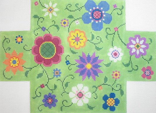 Susan Roberts Needlepoint Flower Pops Brick Cover Needlepoint Canvas