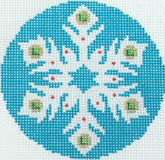 Susan Roberts Needlepoint Turquoise Jeweled Snowflake Needlepoint Canvas