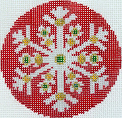 Susan Roberts Needlepoint Ruby Jeweled Snowflake Needlepoint Canvas