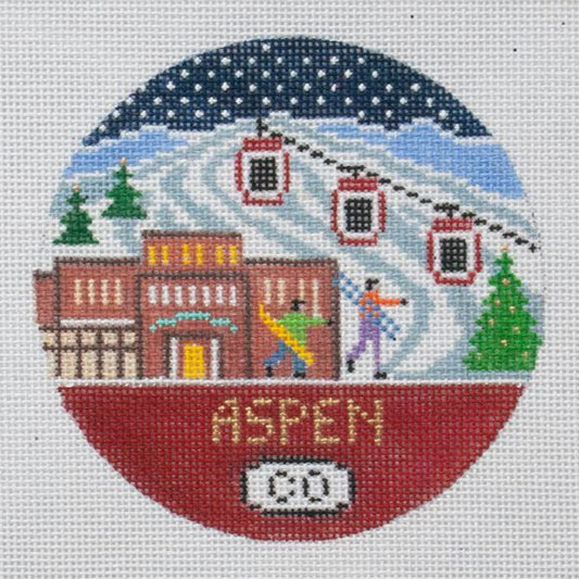 Doolittle Stitchery Aspen Travel Round Needlepoint Canvas