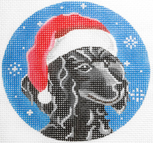 Pepperberry Designs Black Poodle Santa Needlepoint Canvas