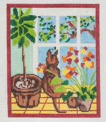 Changing Woman Designs Cat at Window 18m Needlepoint Canvas