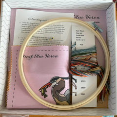 Kate Wyatt Fine Art Great Blue Heron Embroidery Kit