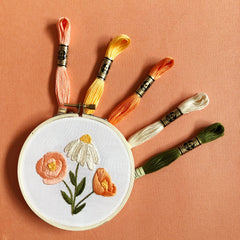 M Creative J Flower Trio Floral Embroidery Kit for Beginners