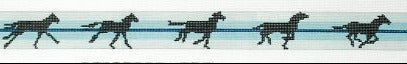 Barbara Russell Galloping Horse Belt - Blue Needlepoint Canvas
