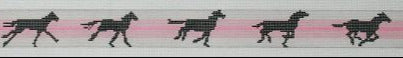 Barbara Russell Galloping Horse Belt - Pink Needlepoint Canvas